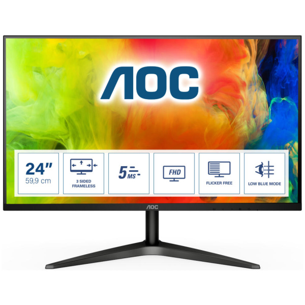 AOC 24B1H 24" Ultra Slim Monitor 23.6" (1920x1080) 8ms (GTG) 250 cd/m² 3000:1 1xHDMI 1xVGA AC110-240 BLACK