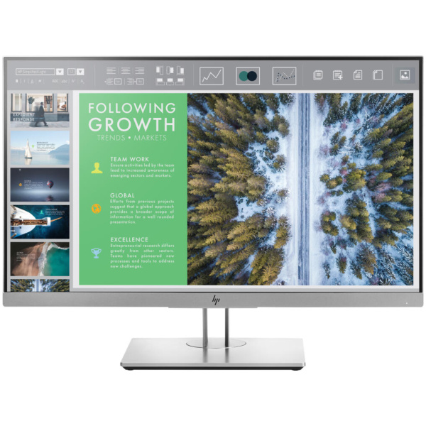 HP EliteDisplay E243 24" Montior 23.8" (1920x1080) IPS 5ms 250 cd/m² 1000:1 1xHDMI 1xDP 1xVGA USB-Hub 16:9 Adjustable Stand SILVER BLACK