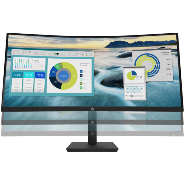 HP 1 Curved 34" UW-QHD (3440x1440) 5ms 250 cd/m² 3500:1 USB-C™ HDMI DP USB3.0 LCD Adjustable Stand Monitor BLACK