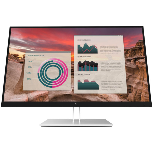 HP E27u G4 27" USB-C Monitor QHD (2560x1440) IPS 60Hz 5ms 250cd/m² 1000:1 100-240VA 16:9 Monitor BLACK